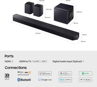 Samsung Q990F 11.1.4ch Q-Series Soundbar with Subwoofer & Rear Speakers