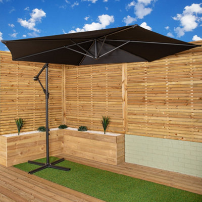 Samuel Alexander 3m Cantilever Parasol in Black with Crank Handle with UV Protection Outdoor