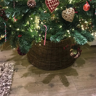 Samuel Alexander 58cm x 26cm Medium Willow Christmas Tree Skirt - Natural Brown - 6