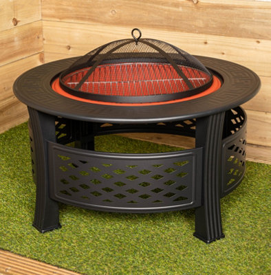 Samuel Alexander 80x580 Black Steel Garden Patio Firepit Heater BBQ with Cover - 3