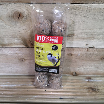 Samuel Alexander Garden Wild Bird Fat Balls - 10 pack - Multi Seed & Nut - 100% Extra Free