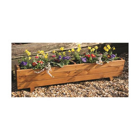 Samuel Alexander Hand Made 118cm x 28cm Traditional Rustic Wooden Large Garden Trough Flower Bed Planter