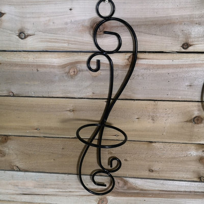 Samuel Alexander Handcrafted Verona Black Metal Garden Patio Plant Flower Pot Wall Mount Holder