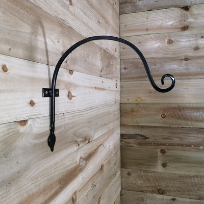 Samuel Alexander Heavy Duty Handcrafted Metal 38cm Black Wall Bracket Hook For Garden Hanging Basket Bird Feeder