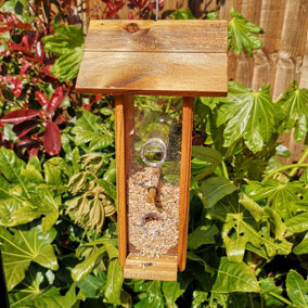 Samuel Alexander Melrose Wooden 4 Port Garden Wild Bird Hanging Easy Fill Seed Feeder