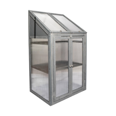 Samuel Alexander Wooden Mini Greenhouse Cold Frame - Small Greenhouse Grey H120 x W69 x D49cm