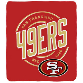 San Francisco 49ers Fleece Crest Throw Black/Red/Yellow (One Size)