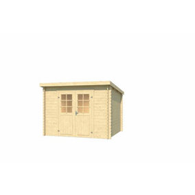San Jose 230-Log Cabin, Wooden Garden Room, Timber Summerhouse, Home Office - L295 x W268.7 x H210.9 cm