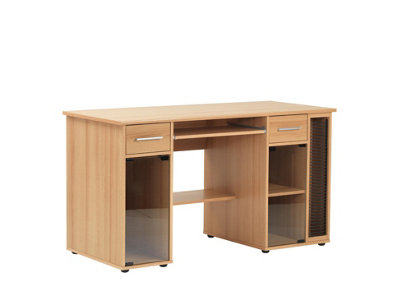 San jose computer desk in beech with 2 drawers