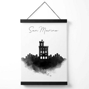 San Marino Watercolour Skyline City Medium Poster with Black Hanger