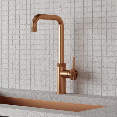 Sanayi Industrial Single Lever Mono Kitchen Mixer Tap Brushed Copper
