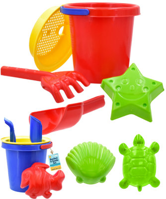 Sand Castle Bucket Set With Shovel Spade - Round Shape - 13.5cm