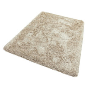 Sand Luxury Polyester Modern Plain Shaggy Sparkle Handmade Rug For Dining Room Bedroom & Living Room-160cm (Circle)