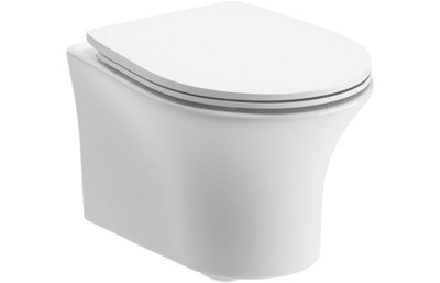 Sand Rimless Wall Hung WC Pan & Soft Close Seat, Modern Space Saving ...
