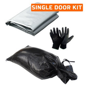 SANDBAG PROTECTION KIT - Sandbags & Fabric & Gloves & Instructions - FLOOD DEFENSE - Flood protection kit