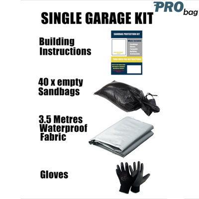 SANDBAG PROTECTION KIT - Sandbags & Fabric & Gloves & Instructions - FLOOD DEFENSE - Flood protection kit - 7