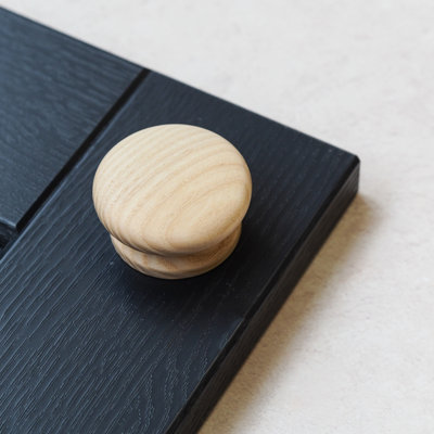 Sanded Ash Round Wood 55mm Cabinet Knob