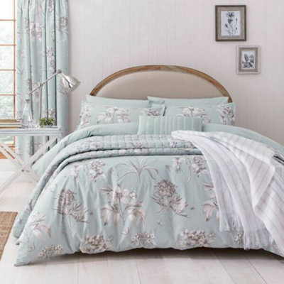 Sanderson Options Etchings & Roses Duvet Cover Set Double Duck Egg DIY at B&Q