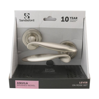 Sandleford Aquila Internal Door Handle Lever On Round Rose Set Pair - Brushed Nickel Winged Shape - 50mm Rose