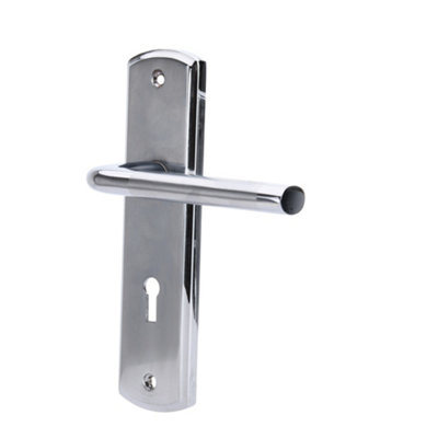 Sandleford Aston Security Key Lock Internal Door Handle Lever on Backplate Set Pair Kit - Dual Tone Polished and Brushed Chrome