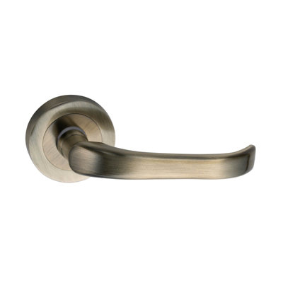 Sandleford Cavendish Internal Door Handle Lever On Round Rose Set Pair - Antique Brass Curved Design - 50mm Rose