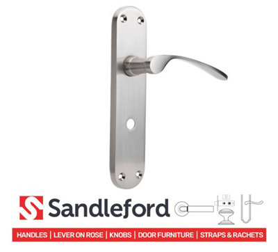 Sandleford Denton Thumb Turn Privacy Internal Bathroom Door Handle W/C Toilet Lever on Backplate Set Pair Kit - Brushed Nickel
