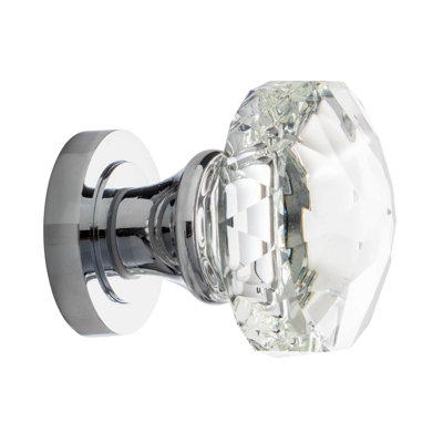 Sandleford Distinta Andria Mortice Internal Door Knob Pull Set Pair - Cut Glass and Polished Chrome Round 50mm