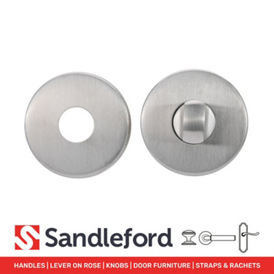 Sandleford Escutcheon Set Pair - Round Bathroom Door Toilet W/C Privacy Thumb Turn Lock - Brushed Stainless Steel Universal