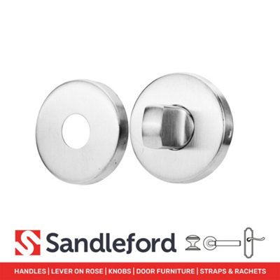 Sandleford Escutcheon Set Pair - Round Bathroom Door Toilet W/C Privacy Thumb Turn Lock - Polished Stainless Steel Universal