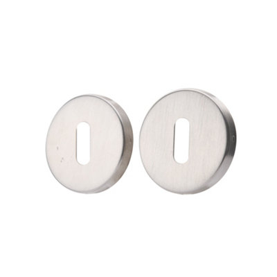 Sandleford Escutcheon Set Pair - Round Door Keyhole Cover Key Cap Lock Security - Brushed Stainless Steel Universal