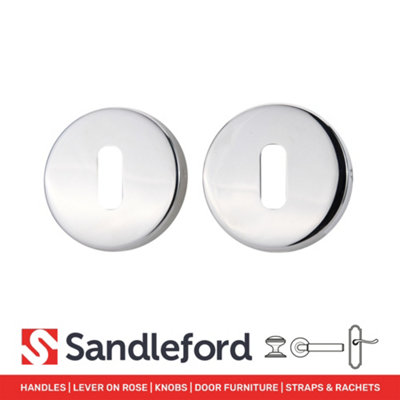 Sandleford Escutcheon Set Pair - Round Door Keyhole Cover Key Cap Lock Security - Polished Stainless Steel Universal