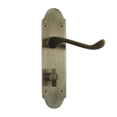 Sandleford Fawley Thumb Turn Privacy Internal Bathroom Door Handle W/C Toilet Lever on Backplate Set Pair Kit - Antique Brass