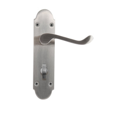 Sandleford Fawley Thumb Turn Privacy Internal Bathroom Door Handle W/C Toilet Lever on Backplate Set Pair Kit - Brushed Nickel