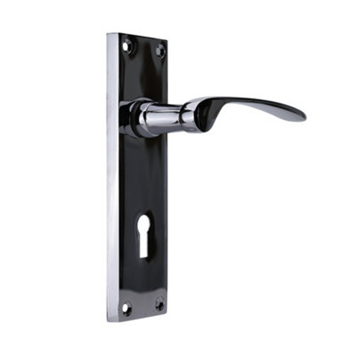 Sandleford Hartwell Security Key Lock Internal Door Handle Lever on Backplate Set Pair Kit - Polished Chrome