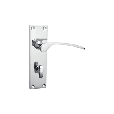 Sandleford Hartwell Thumb Turn Privacy Internal Bathroom Door Handle W/C Toilet Lever on Backplate Set Pair Kit - Polished Chrome