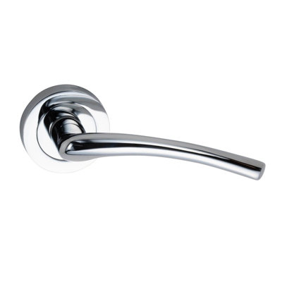 Sandleford Hatcliffe Internal Door Handle Lever On Round Rose Set Pair - Polished Chrome Winged Shape - 50mm Rose