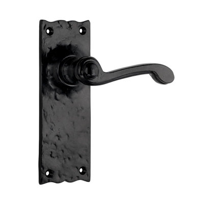 Sandleford Ludlow Internal Door Handle Latch Lever on Backplate Set Pair Kit - Black Iron