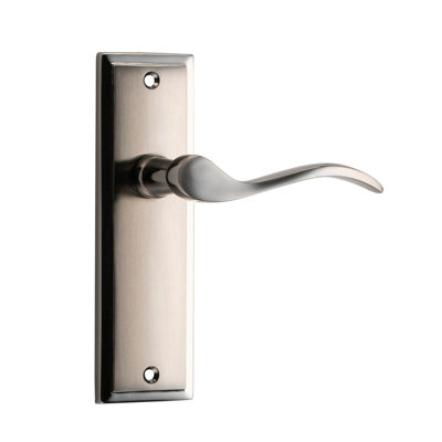 Sandleford Lupton Internal Door Handle Latch Lever on Backplate Set Pair Kit - Dual Tone Polished and Brushed Nickel