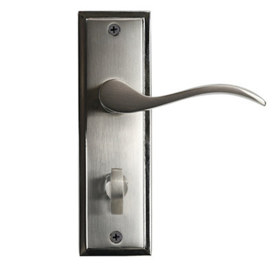 Sandleford Lupton Thumb Turn Privacy Bathroom Door Handle W/C Toilet Lever on Backplate Set -Dual Tone Polished and Brushed Nickel