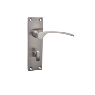 Sandleford Lynton Thumb Turn Privacy Internal Bathroom Door Handle W/C Toilet Lever on Backplate Set Kit - Brushed Stainless Steel
