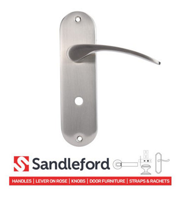 Sandleford Moreton Thumb Turn Privacy Internal Bathroom Door Handle W/C Toilet Lever on Backplate Set Pair Kit - Brushed Nickel