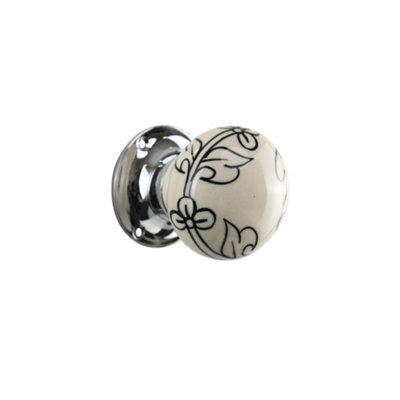 Sandleford Pisa Mortice Internal Door Knob Pull Set Pair - Painted Pattern Ceramic Round 61mm