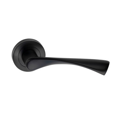 Sandleford Rinovia Internal Door Handle Lever On Round Rose Set Pair - Matt Black Winged Shape Matte - 50mm Rose