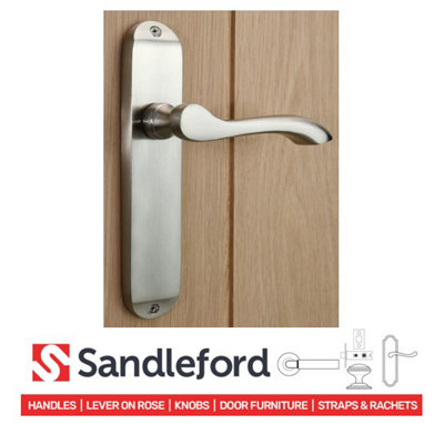 Sandleford Wentworth Internal Door Handle Latch Lever on Backplate Set Pair Kit - Brushed Nickel