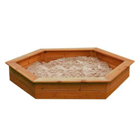 Sandpit - Hexagonal Wooden Sand pit for All Ages - 1.5m Diameter with Weatherproof Cover and Underlay