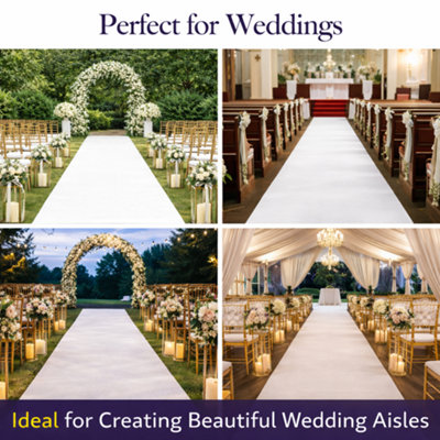 Sandra Single 1m x 10m White Carpet Aisle Runner, Reusable ...