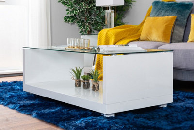 White high gloss coffee deals table with storage