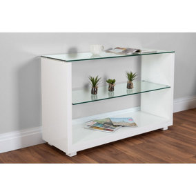 Sandro White High Gloss And Glass Console Table