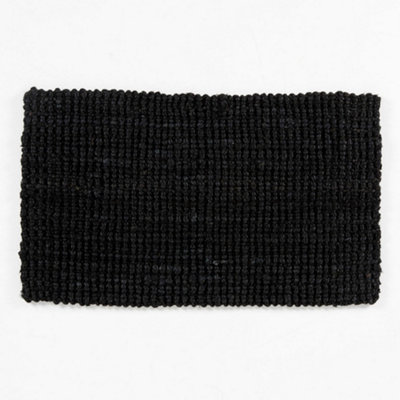 Sandsend Black Handspun Boucle Outdoor Jute Doormat 75 x 45cm
