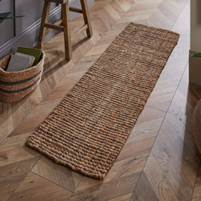 Sandsend Natural Brown Handspun Boucle Outdoor Jute Doormat 150 x 45cm